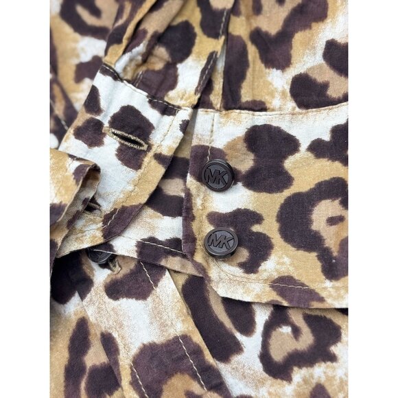 Michael Kors Leopard Print Button-Up Shirt Size S Womens Long Sleeve - Picture 5 of 14